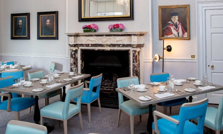 Tables and chairs in 1592 Restaurant at Trinity College Dublin
