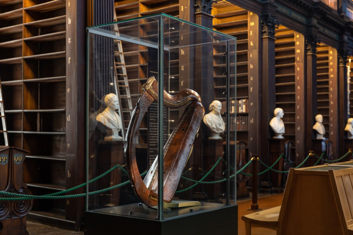 Brian Boru's harp on display in the Long Room