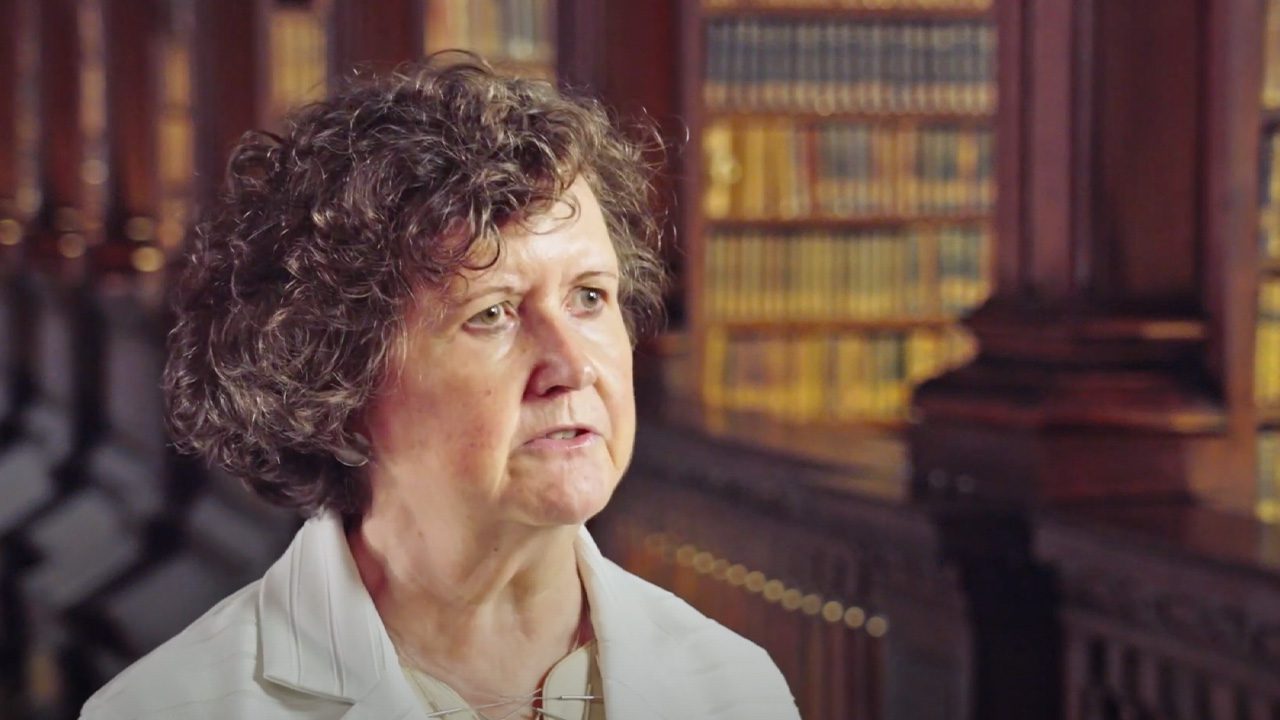 woman speaking in trinity long room