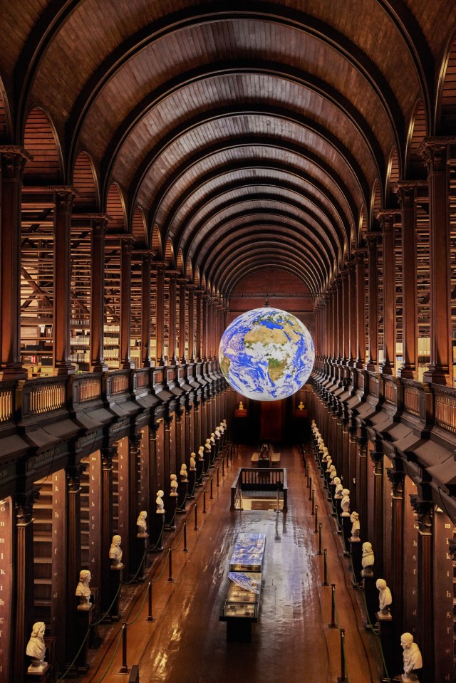 Image of Gaia in the Long Room from the upper gallery