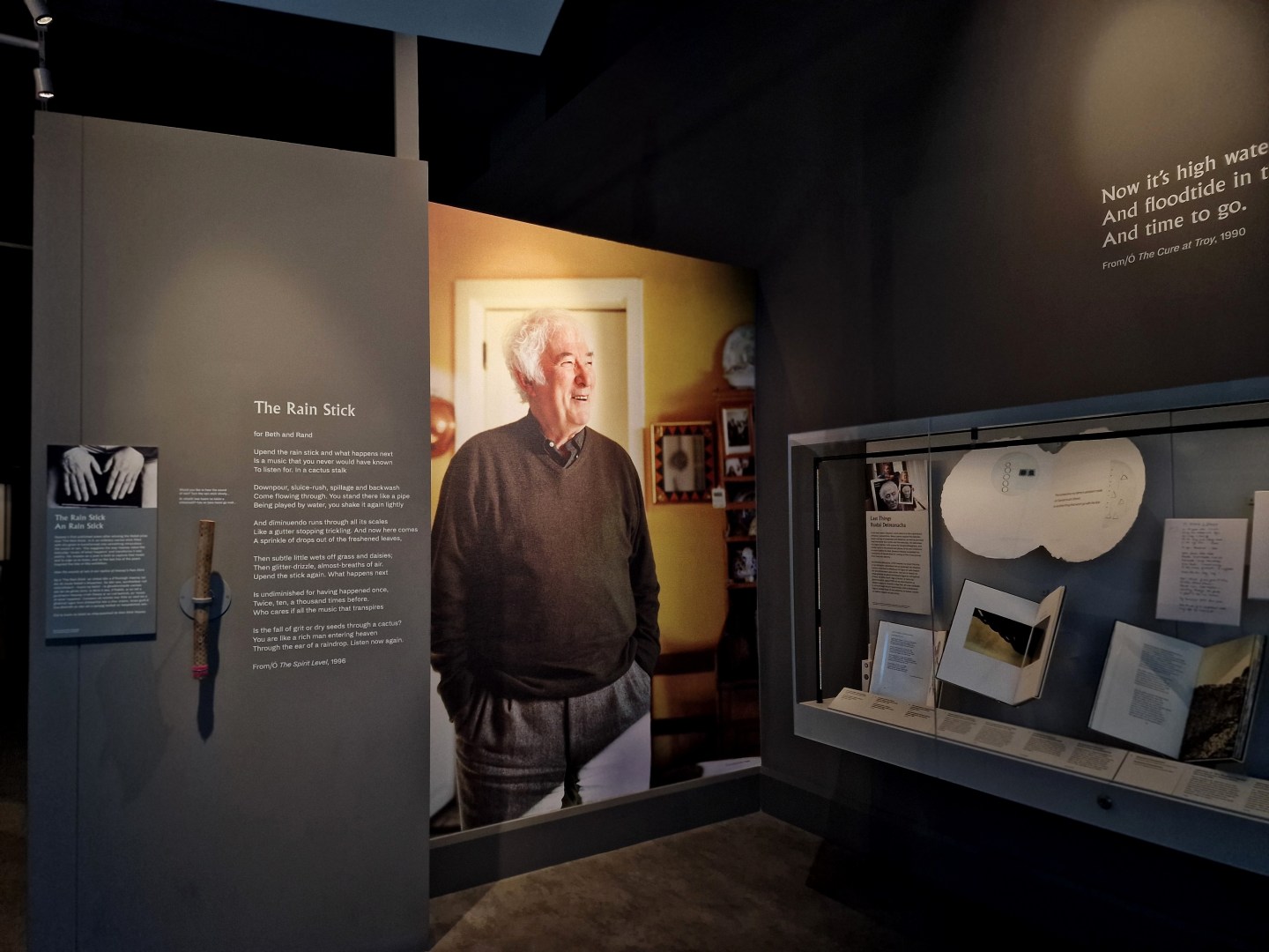 A display of Irish poet Seamus Heaney's poem "the Rain Stick"