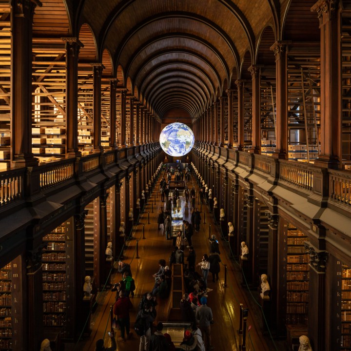 Image of Gaia in the Long Room from the upper floor