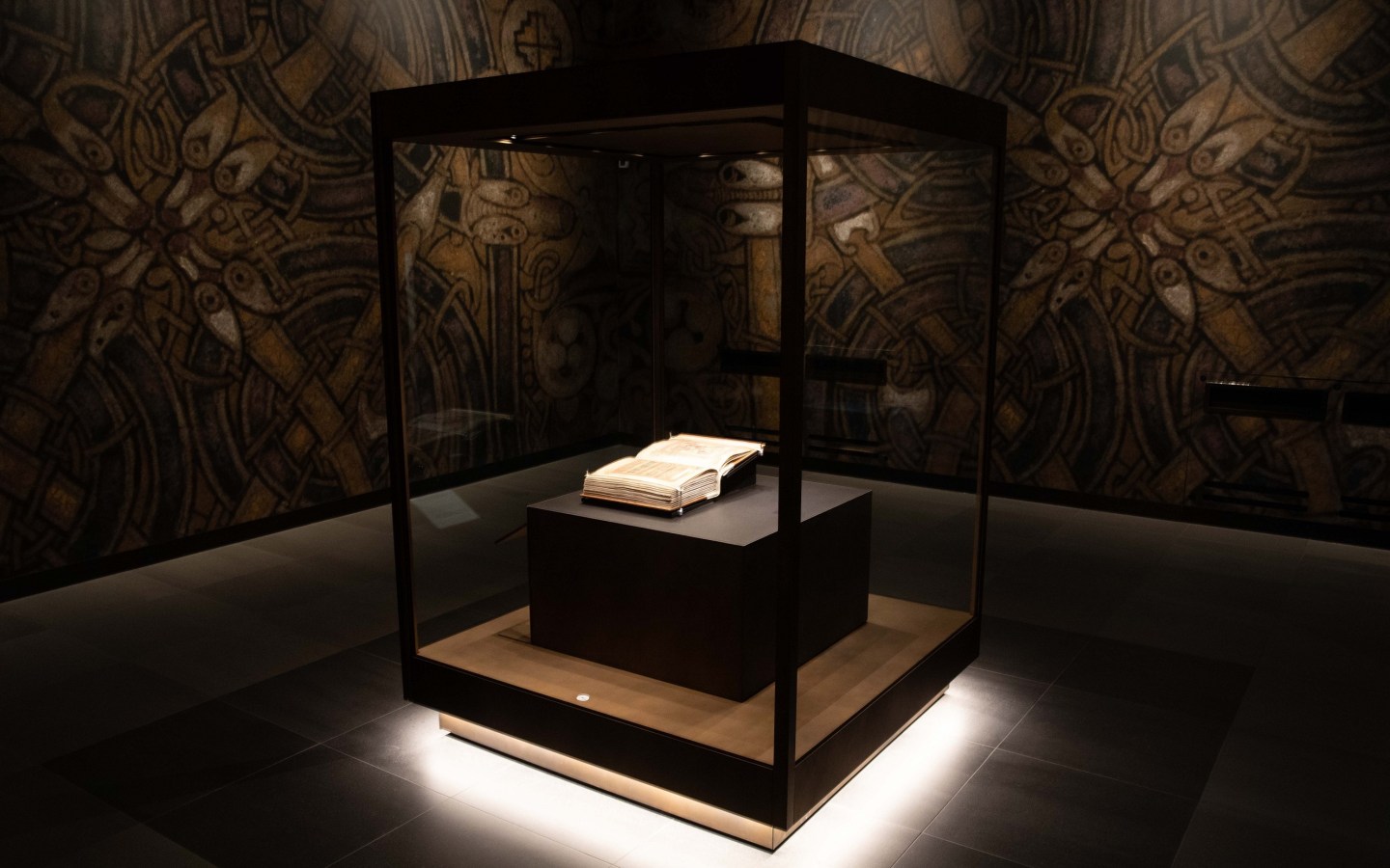The Book of Kells on display in The Book of Kells Experience at Trinity College Dublin