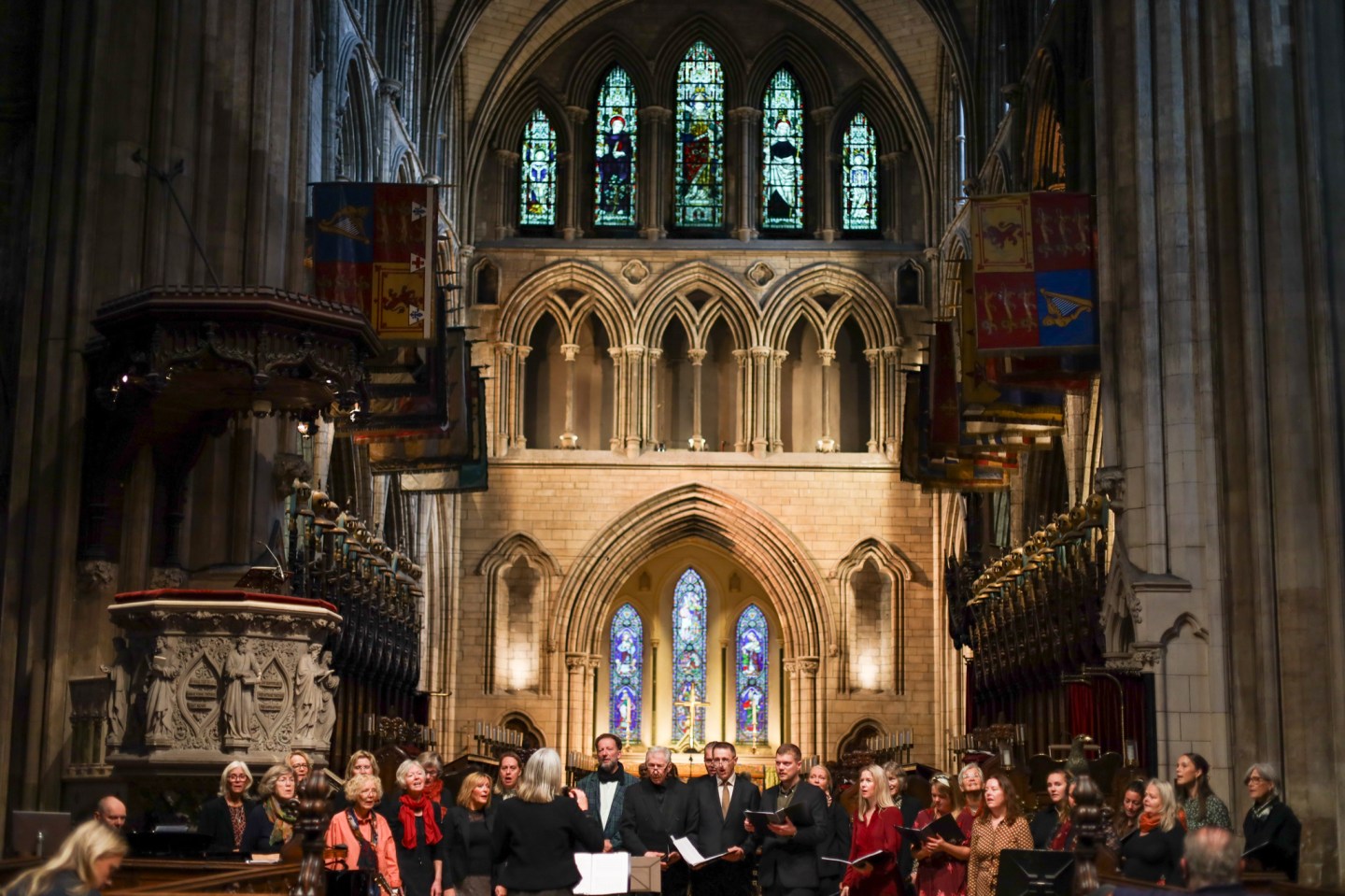 A choir singing during service at St Patrick's Cathedral