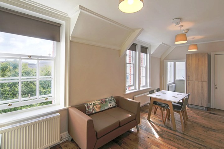 Inside an apartment on Trinity campus