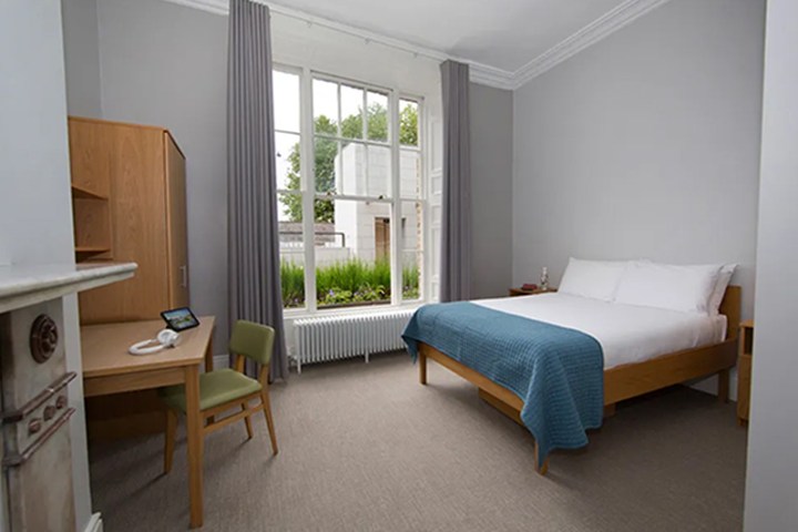 Photo of a double bed accommodation on Trinity campus